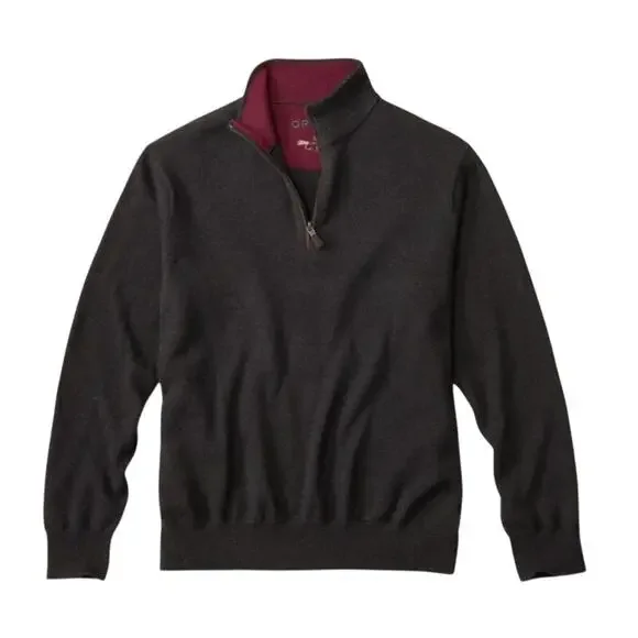 Orvis Gray Wool Quarter-Zip Sweater 2.0 XL
